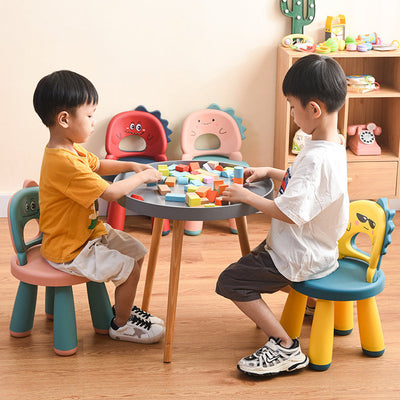 Contemporary Creative Childlike Dinosaur Plastic Round Footstool Backrest For Living Room