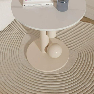 Contemporary Creative Round Cylinder Orb Rock Slab Carbon Steel Coffee Table For Living Room