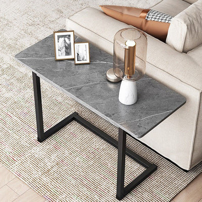 Contemporary Scandinavian Rectangular Tabletop Stainless Steel Plate Side Table 4-Leg For Living Room