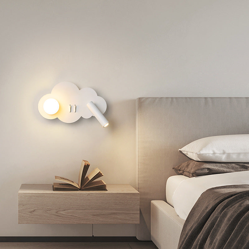 Contemporary Simplicity Aluminum Acrylic Cloud Shape LED Rotatable Spotlight Wall Sconce Lamp For Bedroom