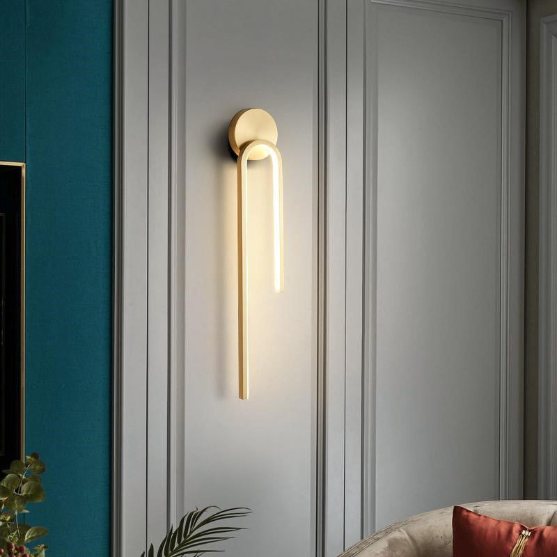 Modern Minimalist Copper Aluminum Round Hook LED Wall Sconce Lamp For Bedroom