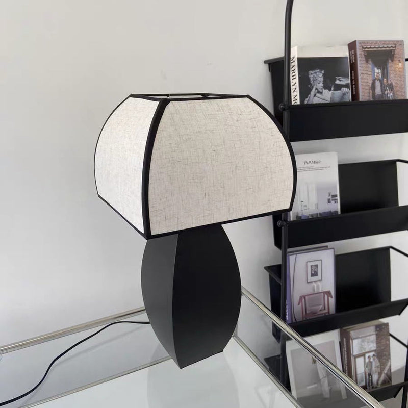 Modern Minimalist Quadrilateral Metal Fabric 1-Light Table Lamp For Bedroom