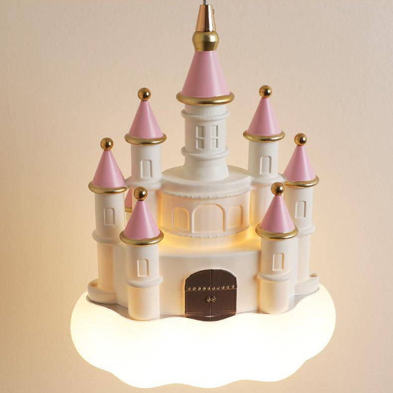 Contemporary Nordic Kids Resin PVC PE Castle 1-Light Pendant Light For Bedroom