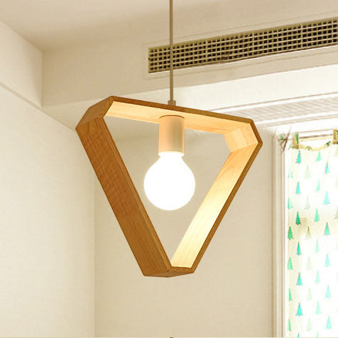 Modern Simplicity Wood Geometrical Shape 1-Light Pendant Light For Living Room