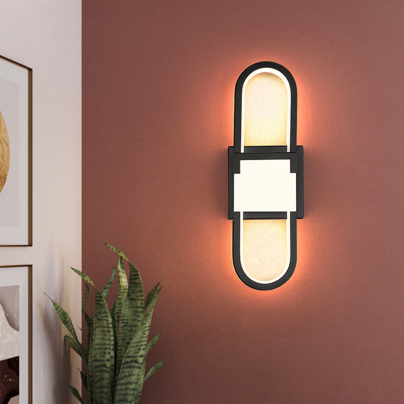 Modern Minimalist Oval Rectangle Iron Aluminum LED Wall Sconce Lamp For Bedroom