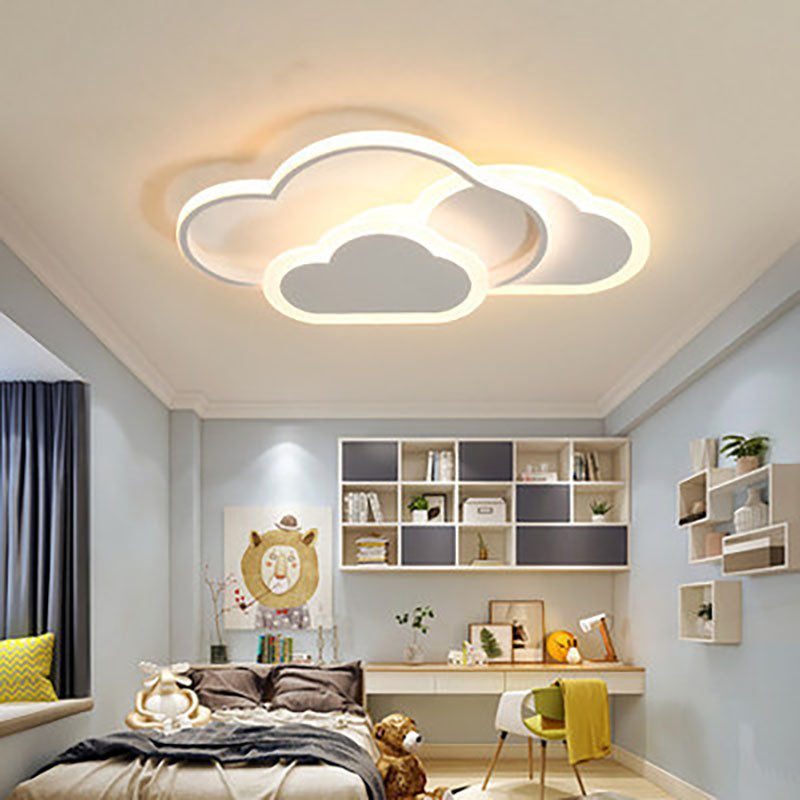 Contemporary Simplicity Cloud Acrylic Shade Hardware LED Flush Mount Ceiling Light For Bedroom