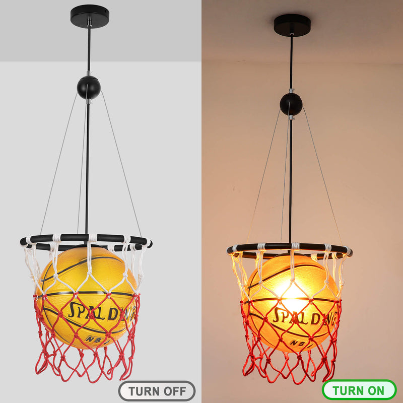 Lampe suspendue moderne et créative à 1 lumière en corde de verre et de fer pour basket-ball 