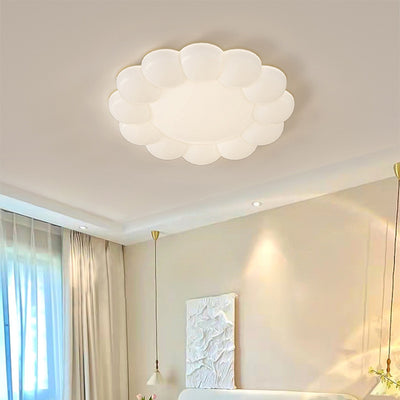 Contemporary Nordic Cream PE Flower LED Flush Mount Ceiling Light For Bedroom