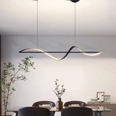 Modern Minimalist Linear Aluminum Silicone LED Island Light Chandelier For Dining Room