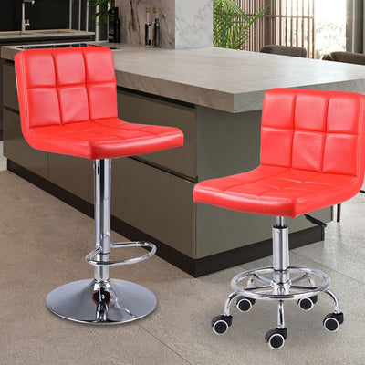 Contemporary Simplicity Square Leather Adjustable Swivel Bar Stool Backrest Footrest For Dining Room