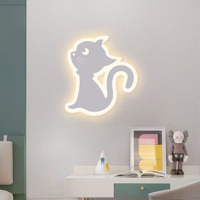 Applique murale en fer avec design de chat en acrylique créatif contemporain, lampe LED pour chambre 