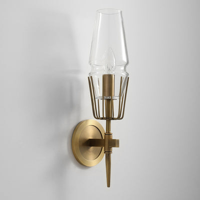 Contemporary Retro Iron Glass Cylinder 1/2 Light Wall Sconce Lamp For Hallway