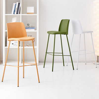 Modern Minimalist Square PU Leather Metal PP Bar Stool Backrest Footrest For Dining Room