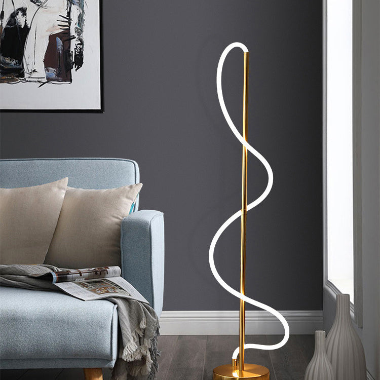 Modern Minimalist Line Iron Silicone LED Standing Floor Lamp For Living Room