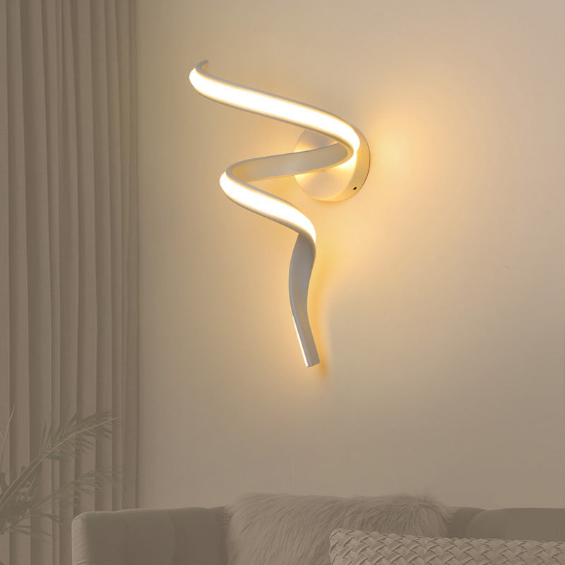 Contemporary Creative Spiral Iron Aluminium Silicone LED Wall Sconce Lamp For Living Room