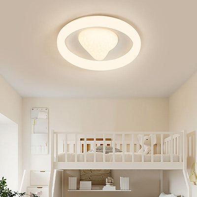 Modern Minimalist Round Strawberry Iron Acrylic LED Flush Mount Ceiling Light For Bedroom