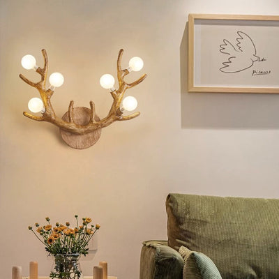 Nordic Creative Resin Antler Tree Branch Glass Ball 6-Light Wall Sconce Lamp