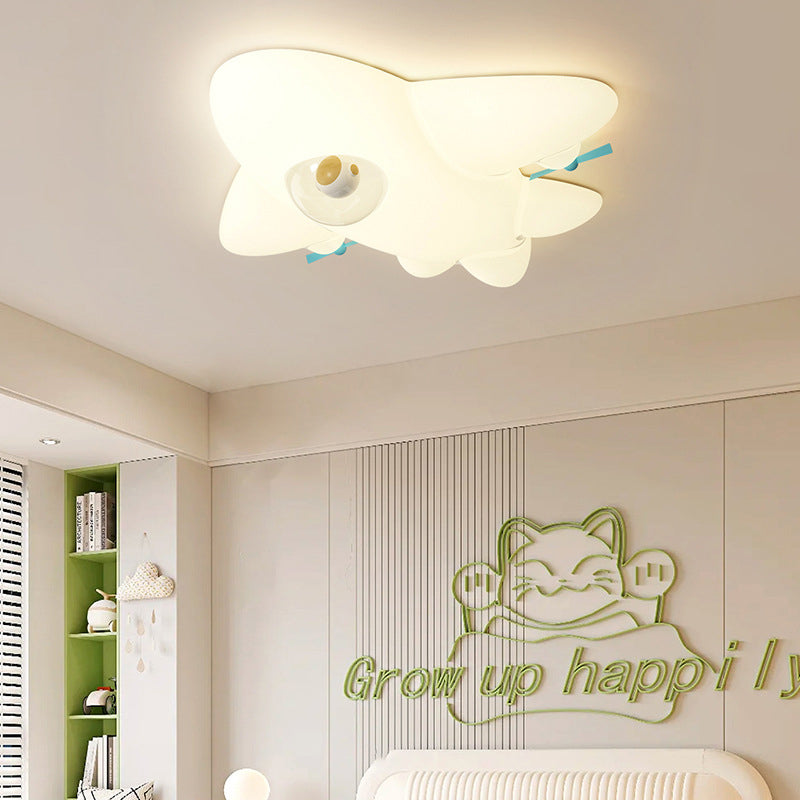 Contemporary Creative PE Cartoon Aircraft LED Kids Flush Mount Ceiling Light For Living Room