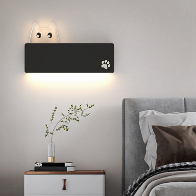 Modern Simplicity Cartoon Animal Cat Rectangular Iron LED Wall Sconce Lamp For Living Room