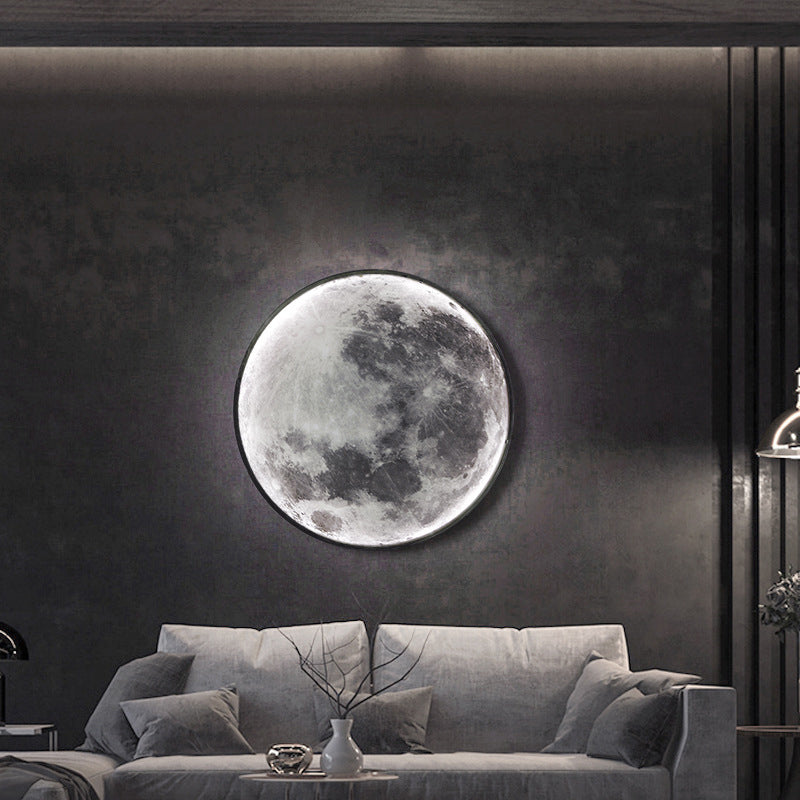 Contemporary Creative Round Moon Aluminum Acrylic LED Wall Sconce Lamp For Living Room