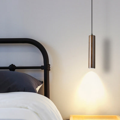 Modern Minimalist Wood Cylinder LED Pendant Light