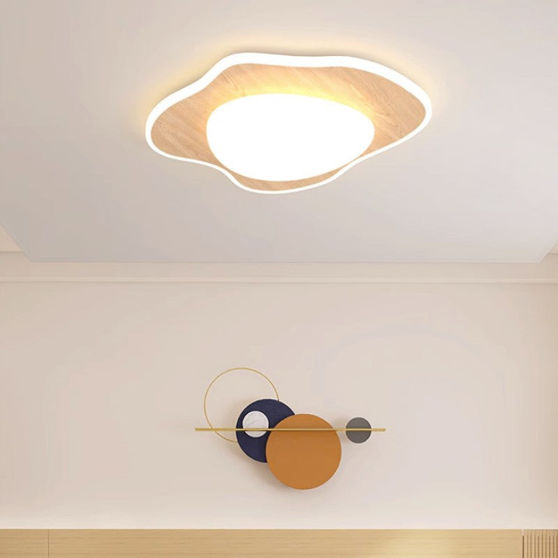 Modern Minimalist Irregular Round Iron Acrylic LED Flush Mount Ceiling Light For Bedroom