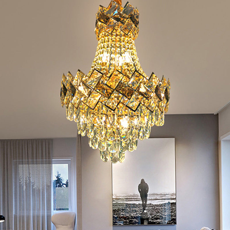 Contemporary Luxury Round Hardware Crystal 9/12 Light Chandelier For Living Room