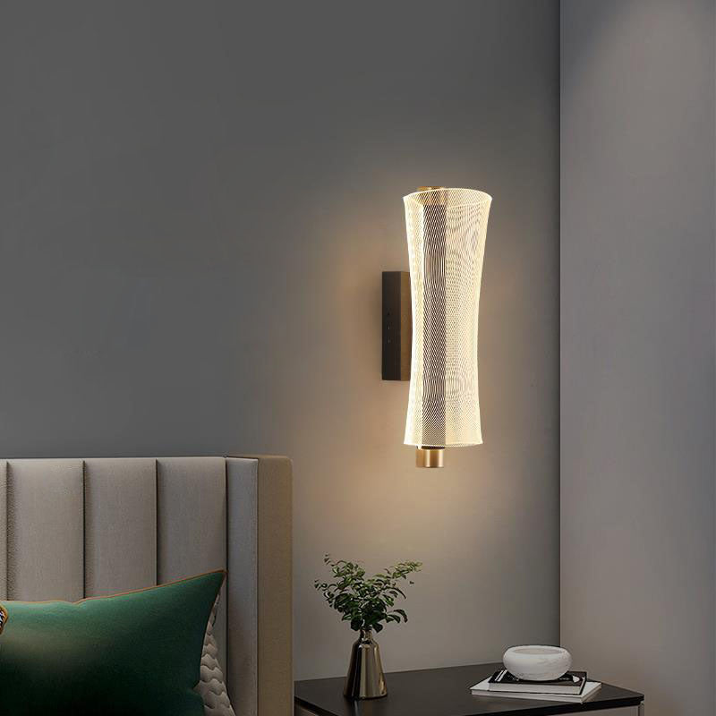 Modern Mid-Century Cylinder Hardware Acrylic LED Wall Sconce Lamp For Bedroom