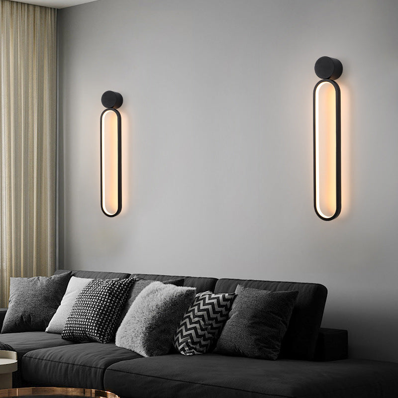 Modern Minimalist Round Long Acrylic Iron LED Wall Sconce Lamp For Living Room