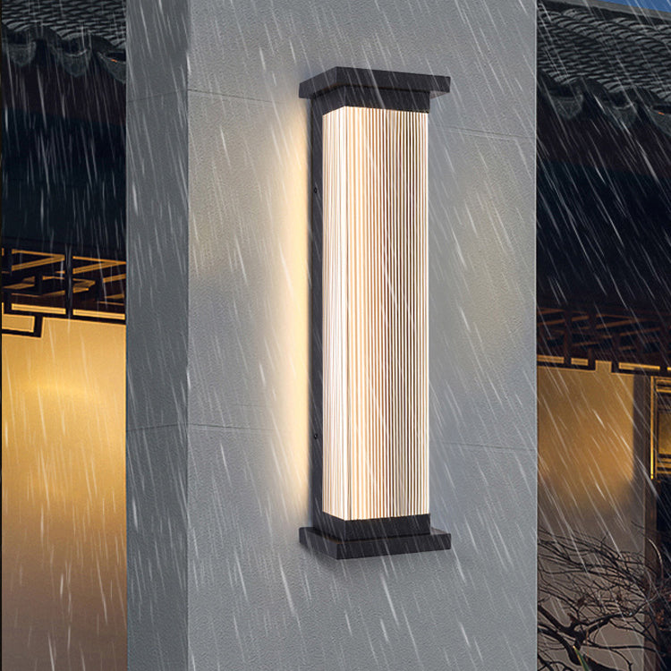 Modern Minimalist Waterproof Striped Rectangle Stainless Steel Acrylic Wall Sconce Lamp For Outdoor Patio