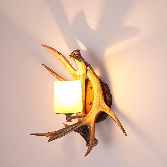 Contemporary Creative Resin Imitation Antler Glass Shade 1-Light Wall Sconce Lamp For Living Room