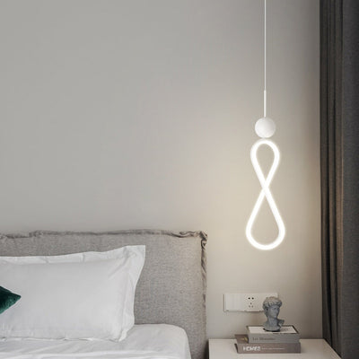 Contemporary Scandinavian Iron Silica Infinity Spiral LED Pendant Light For Bedroom