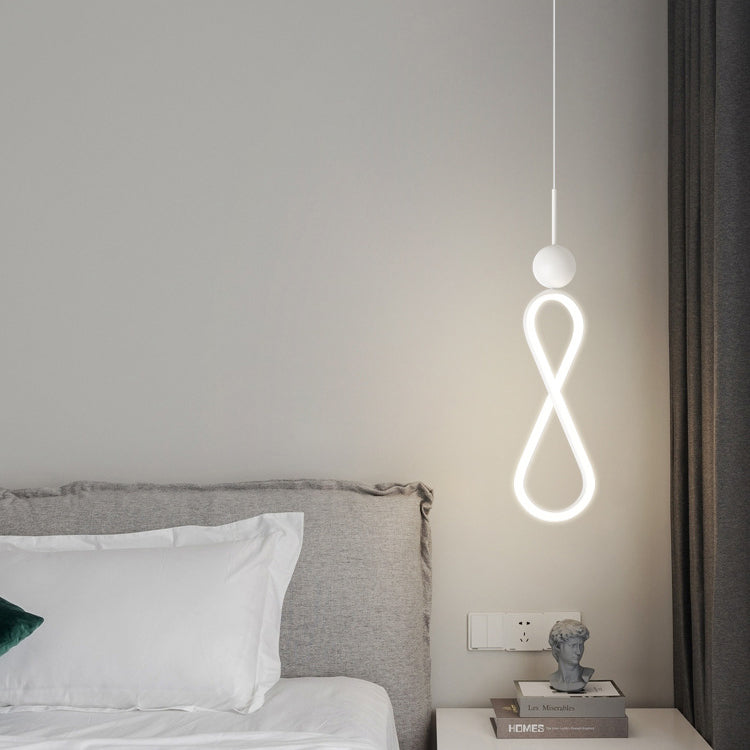 Contemporary Scandinavian Iron Silica Infinity Spiral LED Pendant Light For Bedroom