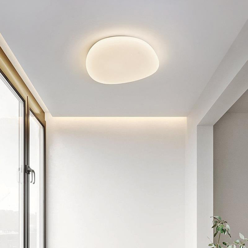 Modern Minimalist Pebble Shape Acrylic Hardware LED Flush Mount Ceiling Light For Bedroom