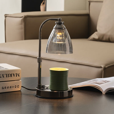 Lampe de table à cire fondue à 1 lumière avec abat-jour en verre conique en fer de simplicité contemporaine pour chambre 