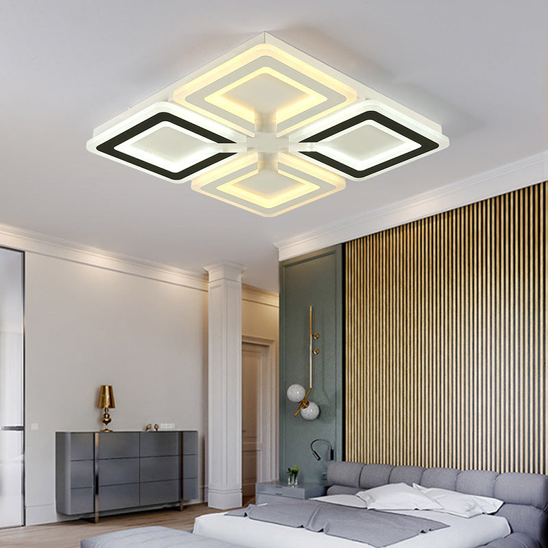 Modern Minimalist Diamond Iron Acrylic LED Flush Mount Ceiling Light For Living Room