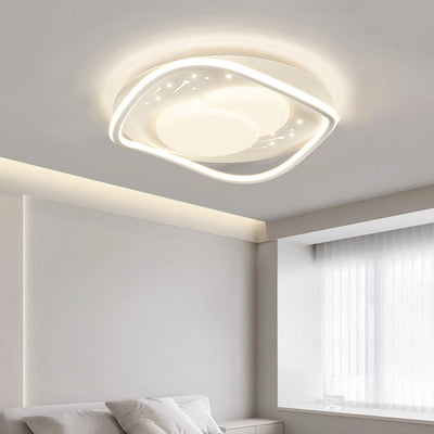 Contemporary Creative Round Square Wave Iron Acrylic LED Flush Mount Ceiling Light For Bedroom