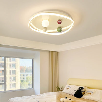 Contemporary Scandinavian Round Iron PC LED Flush Mount Ceiling Light For Living Room