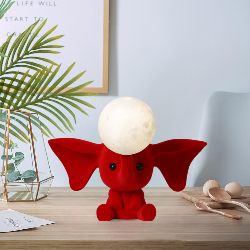 Creative Cartoon Elephant Moon Resin 1-Light Table Lamp