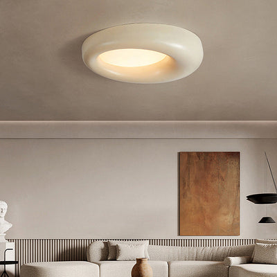 Modern Minimalist Hollow Round Acrylic Fiberglass LED Flush Mount Ceiling Light For Living Room