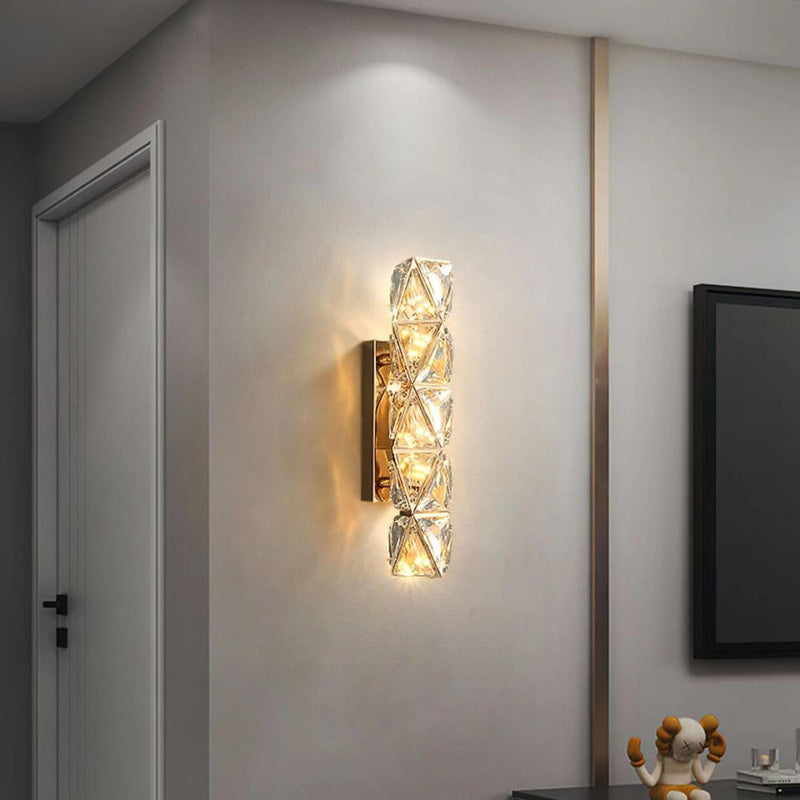 Modern Light Luxury Gold Crystal Diamond Texture Hardware LED Wall Sconce Lamp