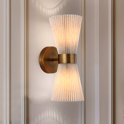 Modern Minimalist Column Fabric Copper 2-Light Wall Sconce Lamp For Living Room