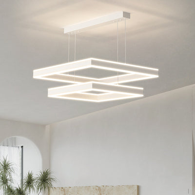 Lustre LED carré minimaliste moderne en fer pour salon 