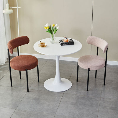 Contemporary Nordic Round Fabric Metal Dining Chair Backrest For Dining Room