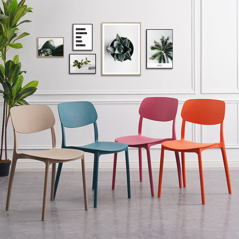 Contemporary Nordic Macaron Plastic Square Stackable Dining Chair Open Back For Dining Room