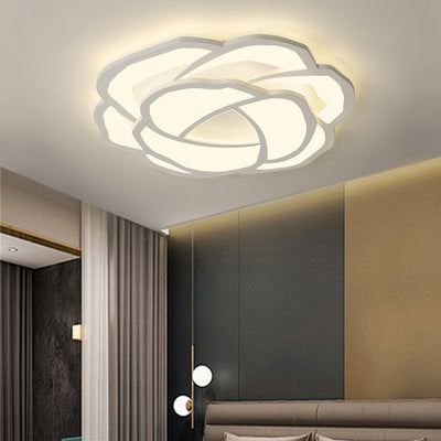 Modern Minimalist Rose Shape Iron Acrylic LED Flush Mount Ceiling Light For Bedroom