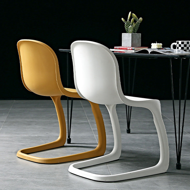 Contemporary Scandinavian Bow Frame Plastic Billet Steel Dining Chair Backrest For Dining Room