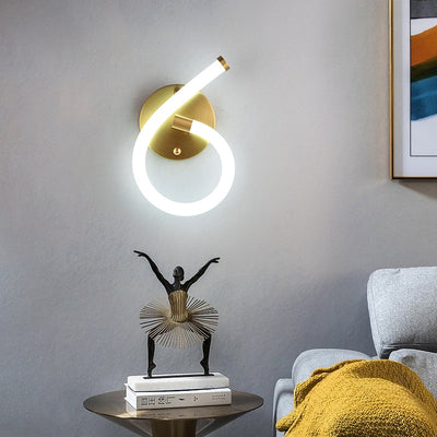 Contemporary Creative Brass Acrylic Round Oval Figure Six Eight Letter LED Wall Sconce Lamp For Hallway