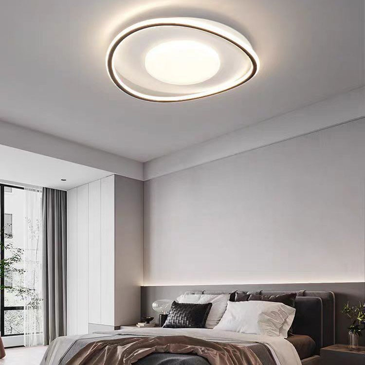 Modern Minimalist Wave Round Square Hardware Acrylic LED Flush Mount Ceiling Light For Bedroom