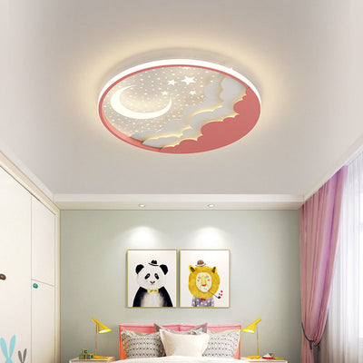 Contemporary Creative Cartoon Stars Moon Acrylic LED Kids Flush Mount Ceiling Light For Living Room